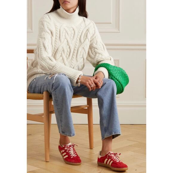 Citizens of Humanity Zola Cable-knit Cashmere Turtleneck Sweater in Ivory - Picture 4 of 14